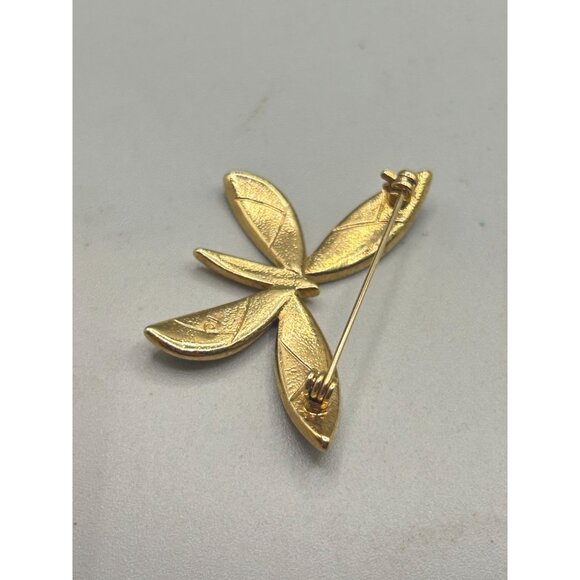 Signed LC Liz Claiborne Enameled Butterfly Pin Brooch 80s Blue Swirls Gold Tone - Picture 4 of 7